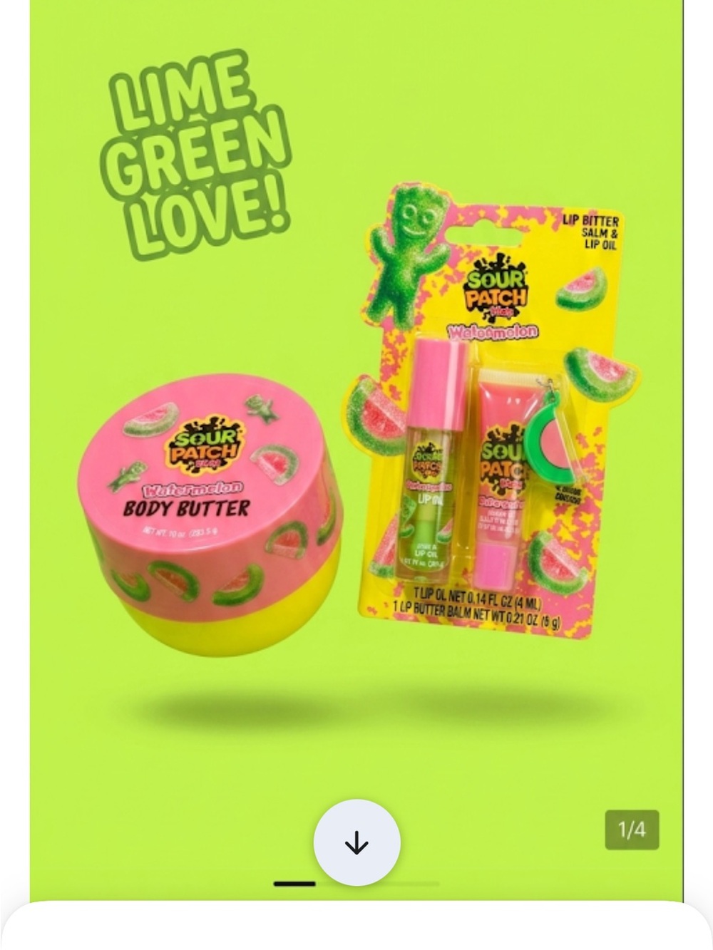 Sour Patch Watermelon Body Butter & Lip Duo - Pink 3 pc set
